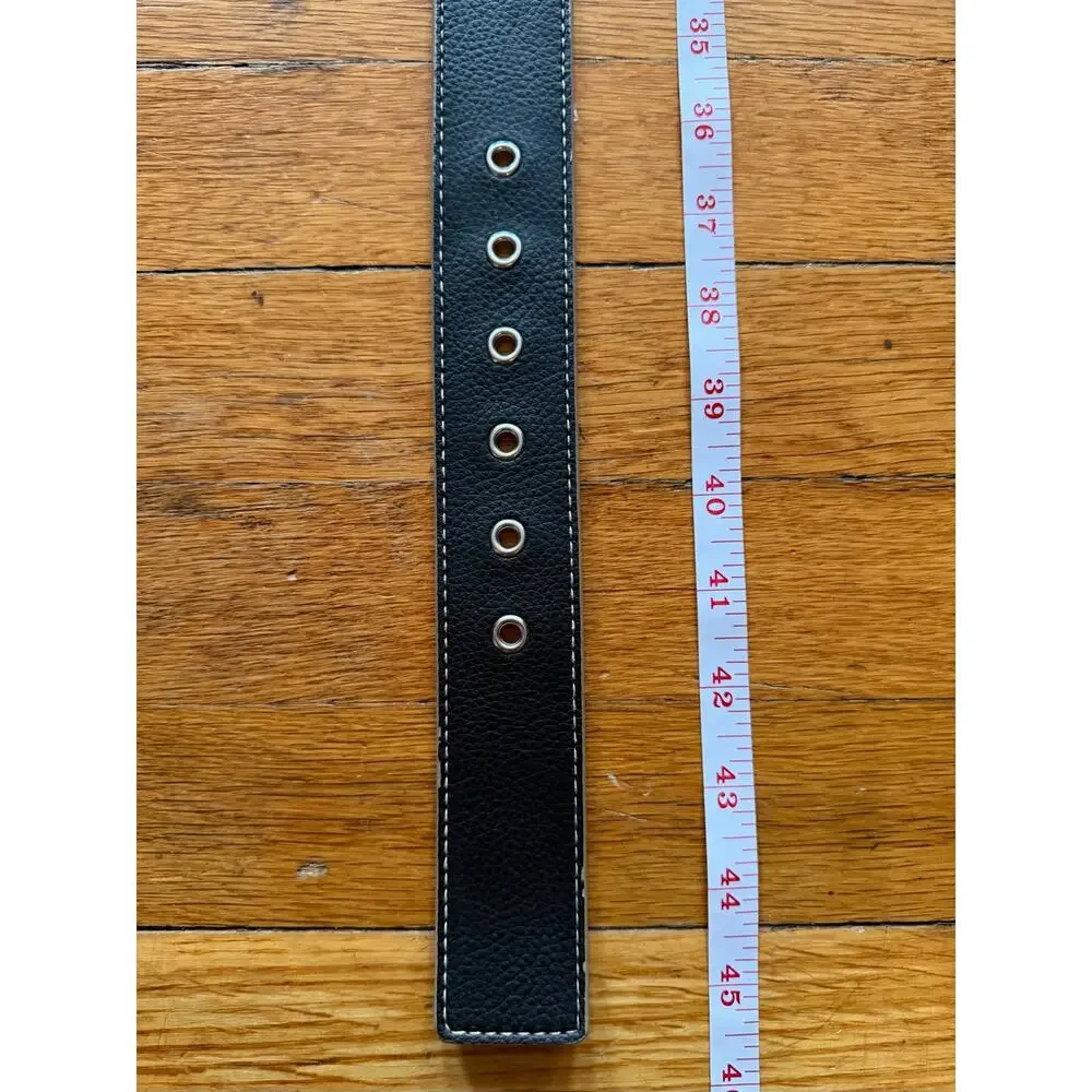 NEW YORK & COMPANY Black Leather Grommet Belt Womens sz XL